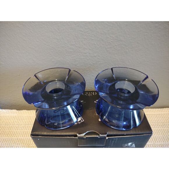 Rosendahl Grand Cru Glass Candle Stick Holders Purple GUC with original box - Picture 2 of 13
